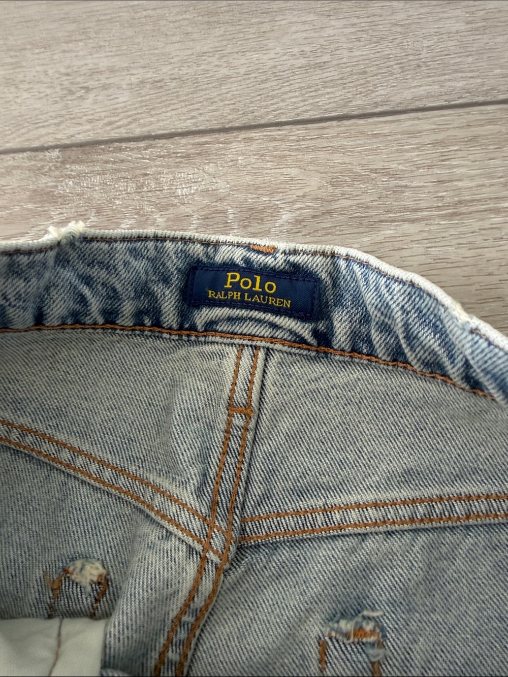 Polo Ralph Lauren relaxed straight Light Blue distressed Straight crop jeans 28 - Picture 6 of 11